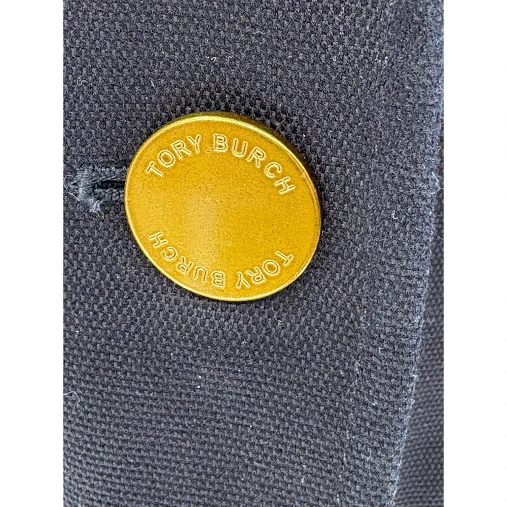 Tory Burch Blazer‎ Single Breasted Gold Hardware Women 12 Navy Blue Old Money